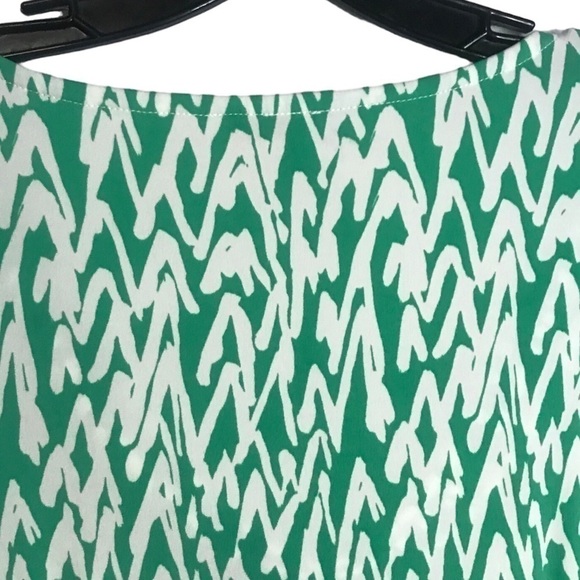 Loft Draped Collar Green and White Dress Size L - Picture 5 of 12